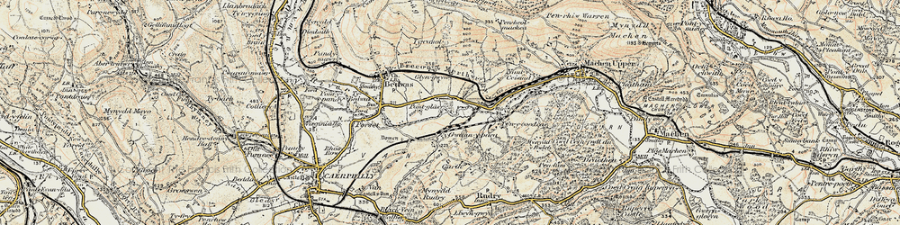 Old map of Trethomas in 1899-1900