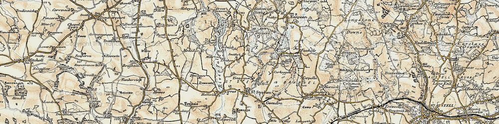 Old map of Trethosa in 1900