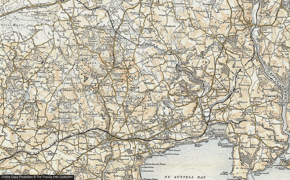 Old Map of Trethurgy, 1900 in 1900