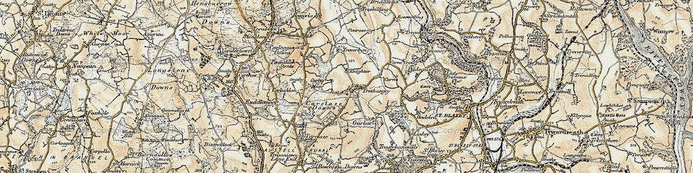 Old map of Trethurgy in 1900