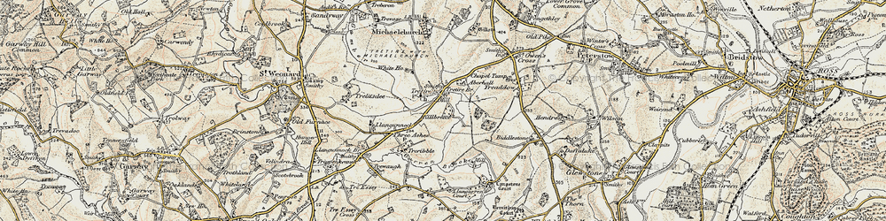 Old map of Tretire in 1899-1900
