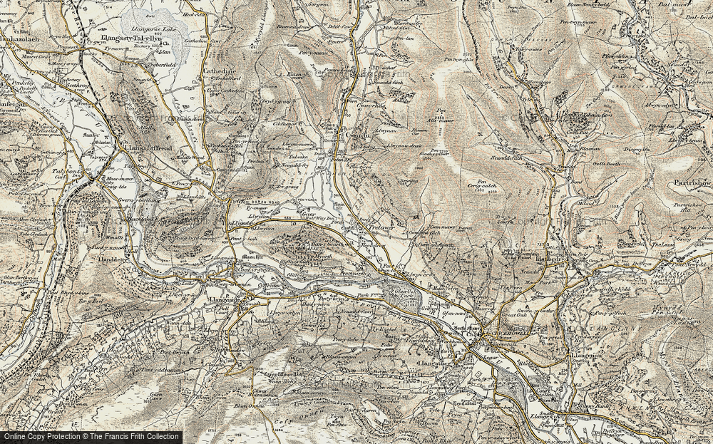 Old Map of Historic Map covering Cwm Mawr in 1899-1901