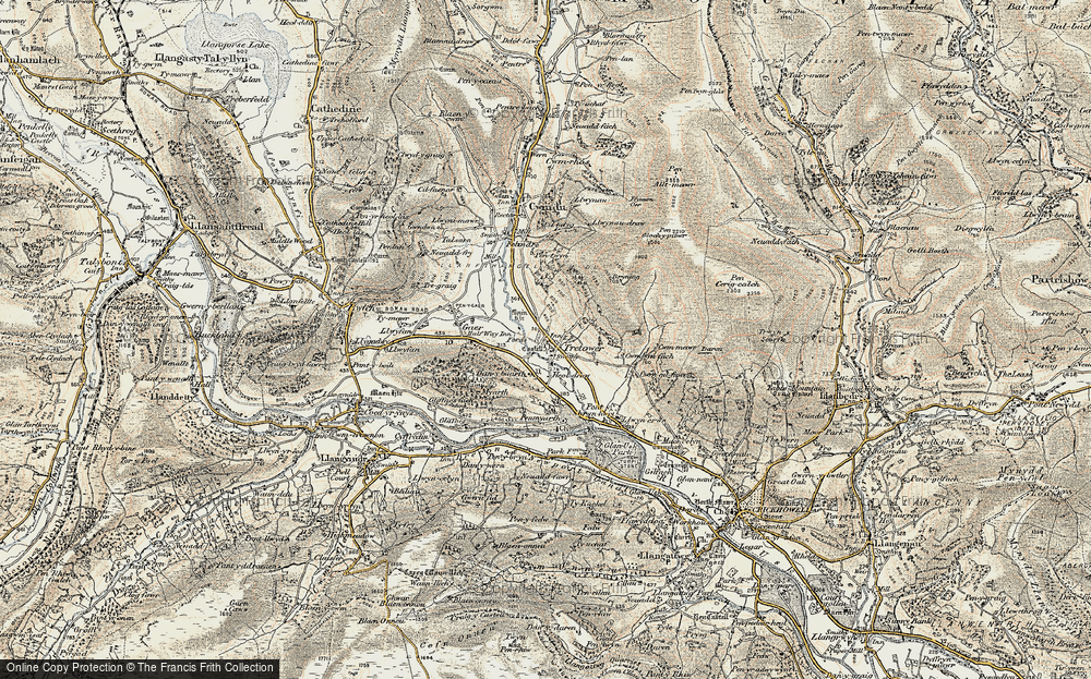 Old Map of Historic Map covering Monmouthshire and Brecon Canal in 1899-1901