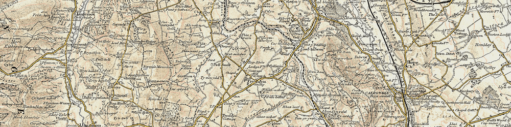 Old map of Treuddyn in 1902-1903