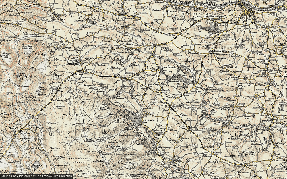 Old Map of Historic Map covering Tolcarne Tor in 1900
