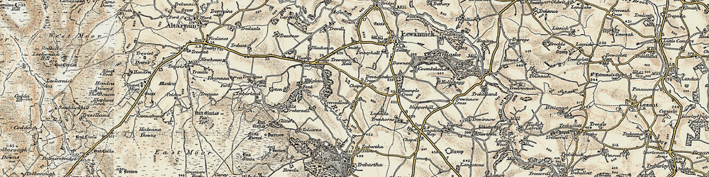 Old map of Trevadlock in 1900