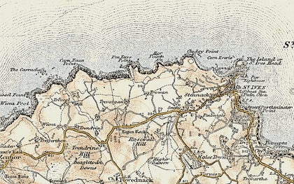Old map of Trevalgan in 1900