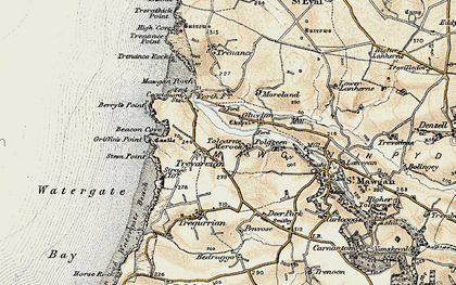 Old map of Tolcarne Merock in 1900