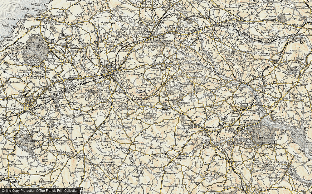 Old Map of Historic Map covering Trevethan in 1900