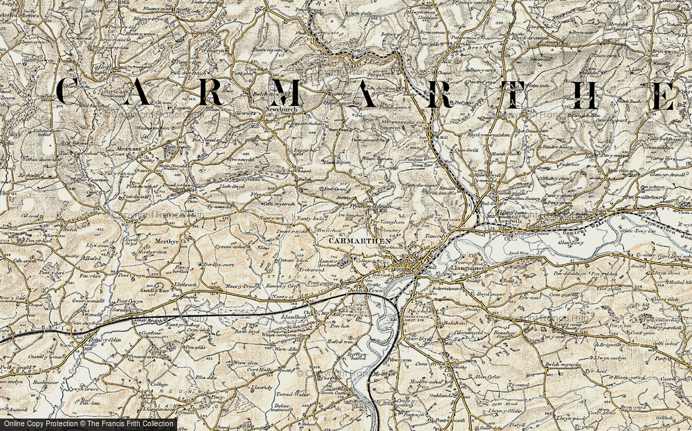 Old Map of Historic Map covering Blaencynnen in 1901