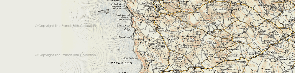Old map of Trevegean in 1900