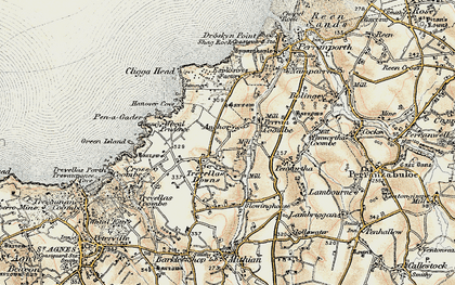 Old map of Trevellas in 1900