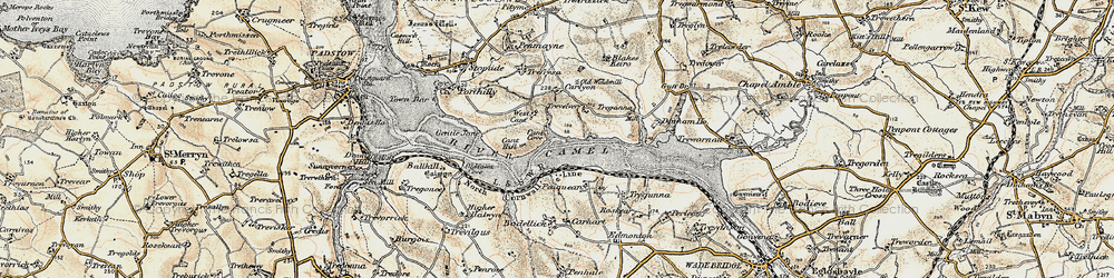 Old map of Trevelver in 1900