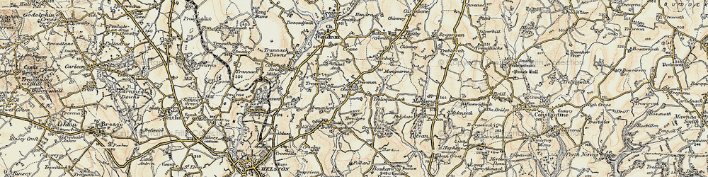 Old map of Trevenen in 1900