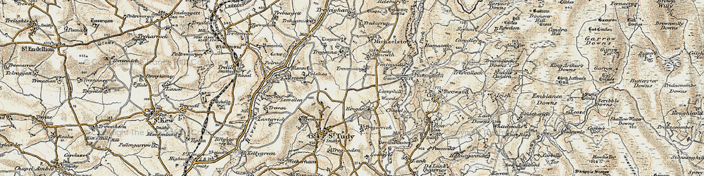 Old map of Trevenning in 1900
