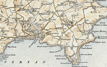 Old map of Treveor in 1900