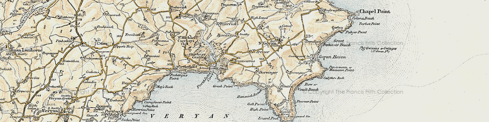 Old map of Treveor in 1900