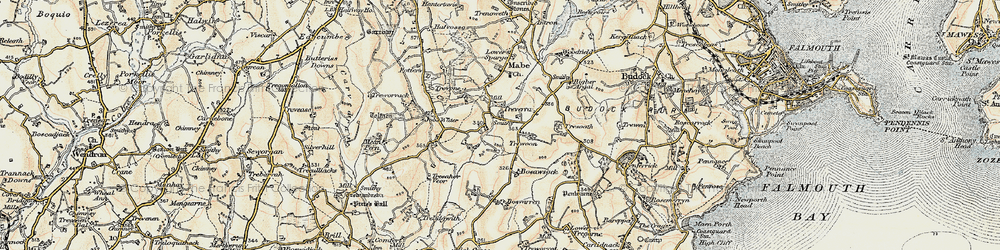 Old map of Bosvarren in 1900