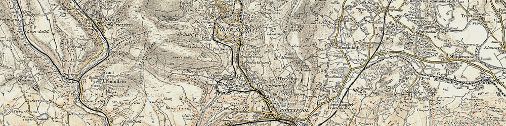 Old map of Trevethin in 1899-1900