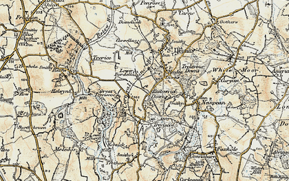 Old map of Treviscoe in 1900