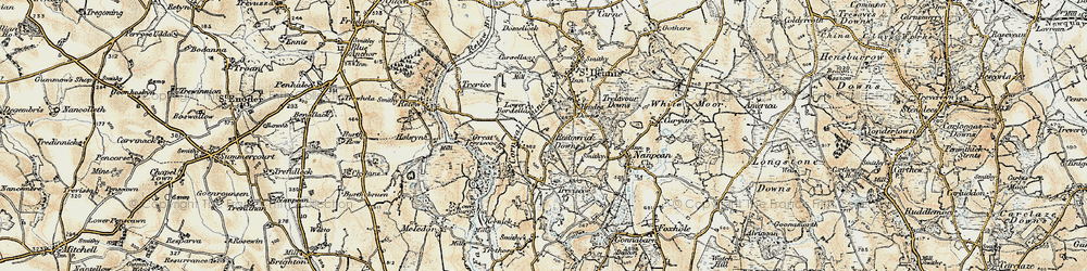 Old map of Treviscoe in 1900