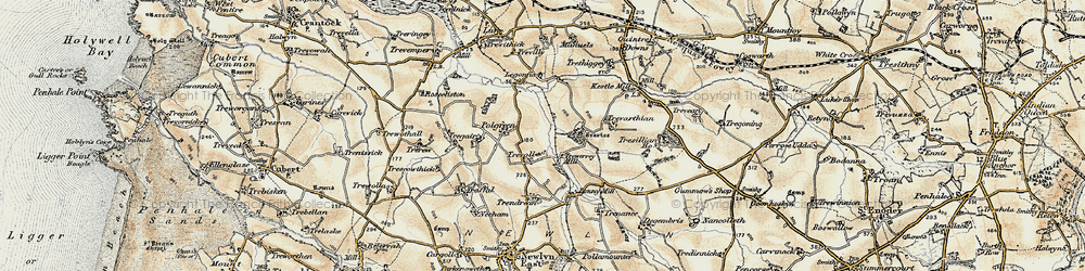 Old map of Trendrean in 1900