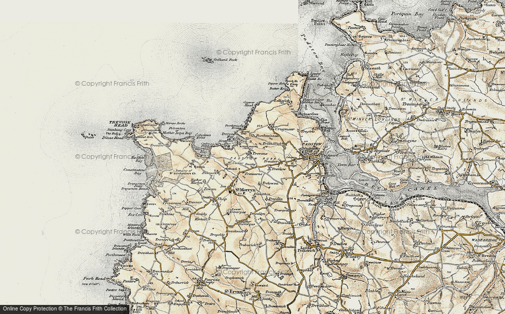 Old Map of Trevone, 1900 in 1900