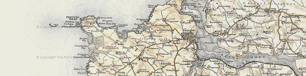 Old map of Trevone in 1900