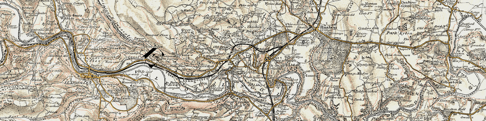 Old map of Trevor in 1902-1903