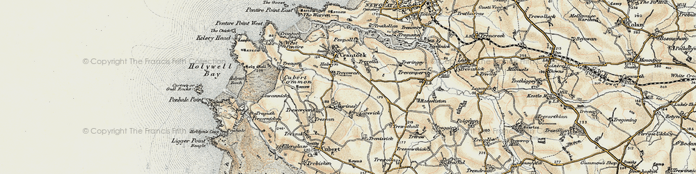 Old map of Cubert Common in 1900