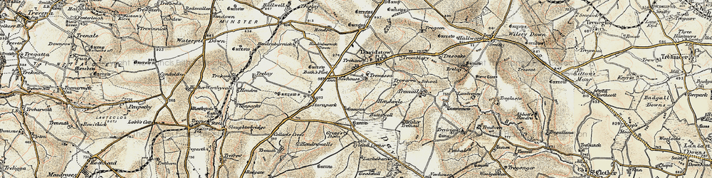 Old map of Trewassa in 1900