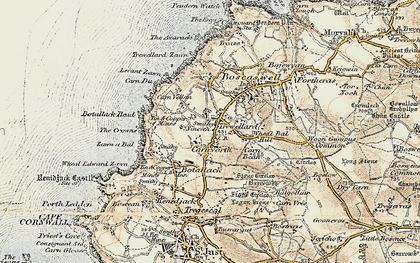 Old map of Trewellard in 1900