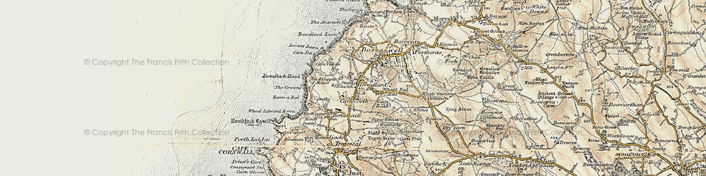 Old map of Trewellard in 1900