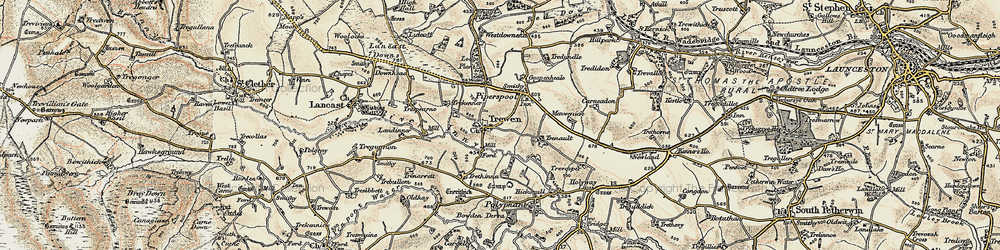 Old map of Trewen in 1900