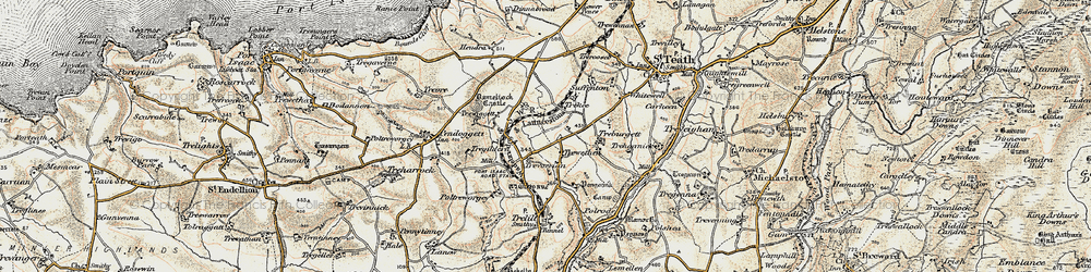 Old map of Trewethen in 1900