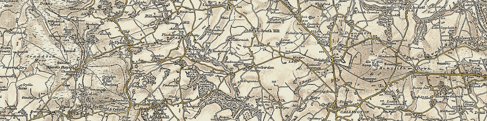 Old map of Trewoodloe in 1899-1900
