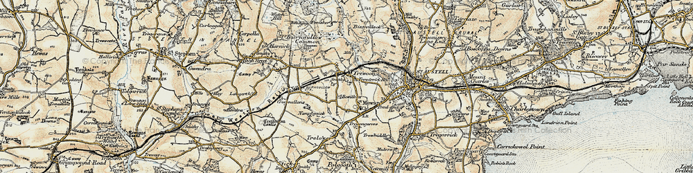 Old map of Burngullow in 1900