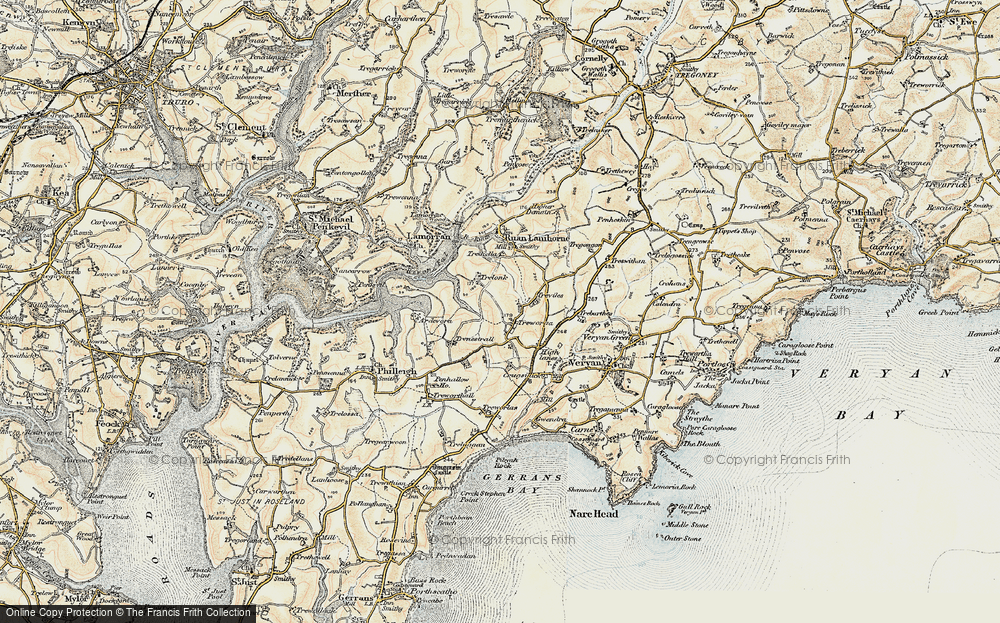 Old Map of Historic Map covering Treviles in 1900