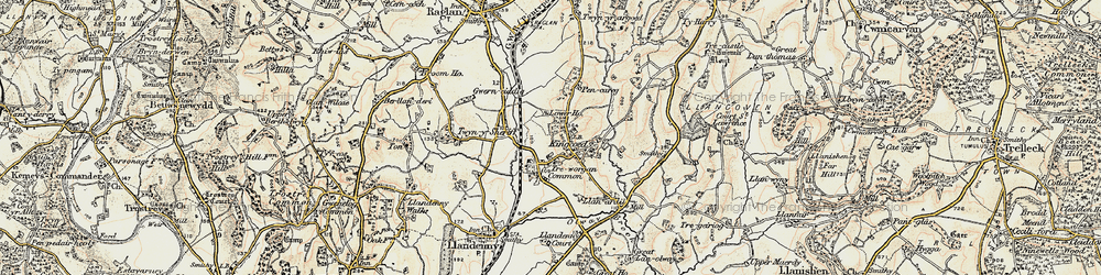Old map of Treworgan Common in 1899-1900