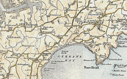 Old map of Treworlas in 1900