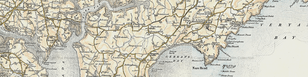 Old map of Treworthal in 1900