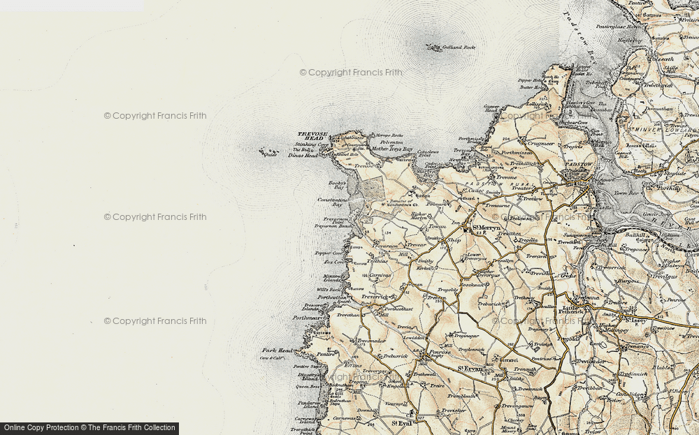 Old Map of Treyarnon Bay, 1900 in 1900