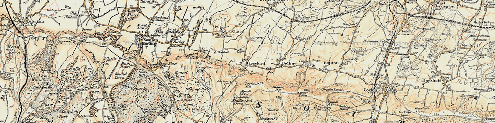 Old map of Treyford Hill in 1897-1900