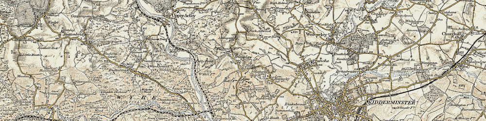 Old map of Trimpley in 1901-1902