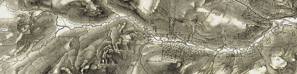 Old map of Trinafour in 1906-1908