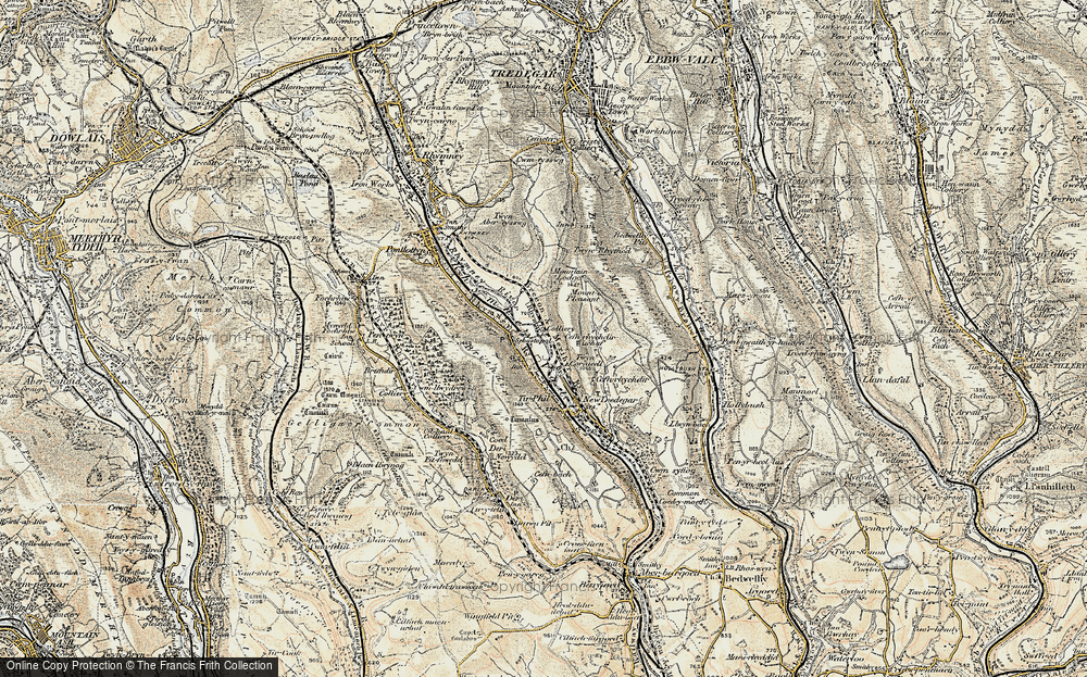 Old Map of Historic Map covering Y Darren in 1899-1900