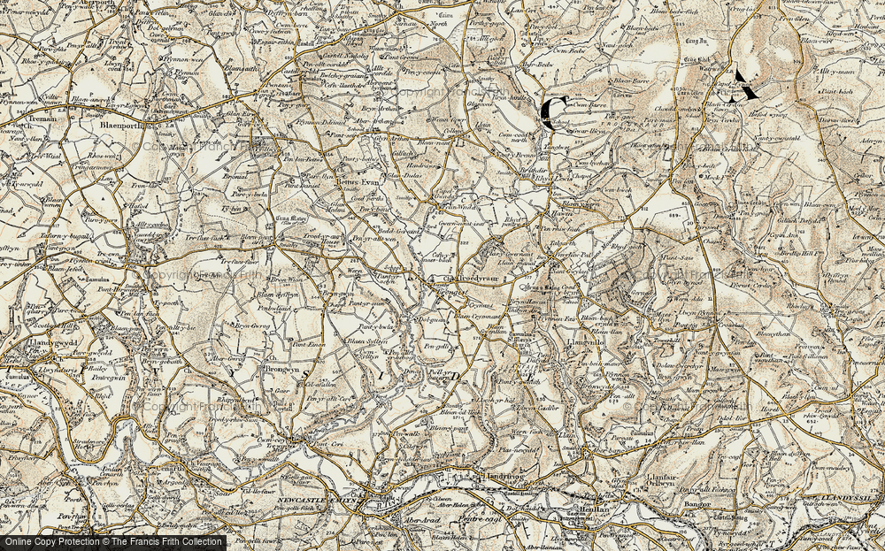 Old Map of Troedyraur, 1901 in 1901