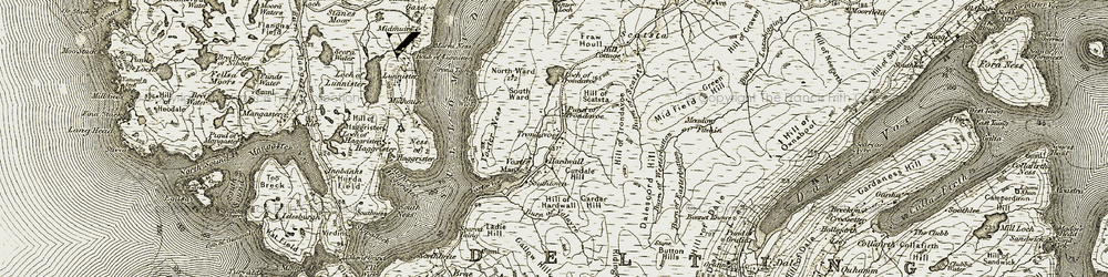 Old map of Burn of Scatsta in 1912