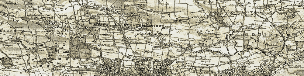 Old map of Trottick in 1907-1908