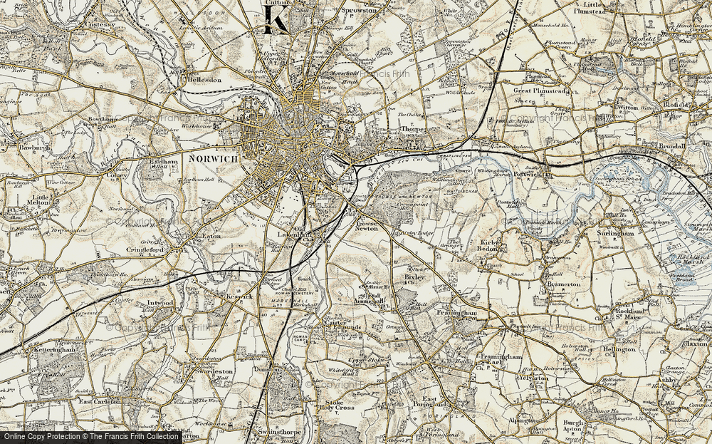 Old Map of Trowse Newton, 1901-1902 in 1901-1902